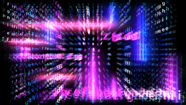 矩阵字母维度垂直和水平用洋红色、蓝色和紫色激光图片下载