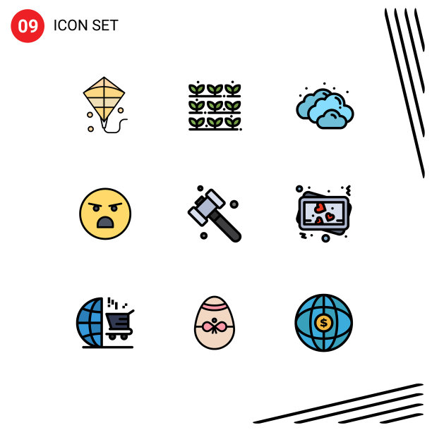 为卷筒纸设置9种通用填充线平面颜色图片下载