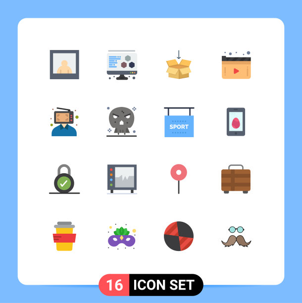 打包16个创意平面颜色骨头男人图片下载