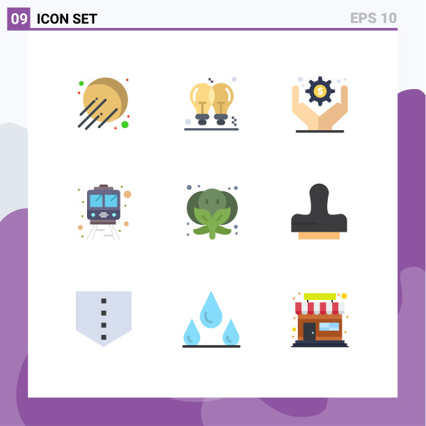 可编辑线包9个简单的平面颜色图片下载