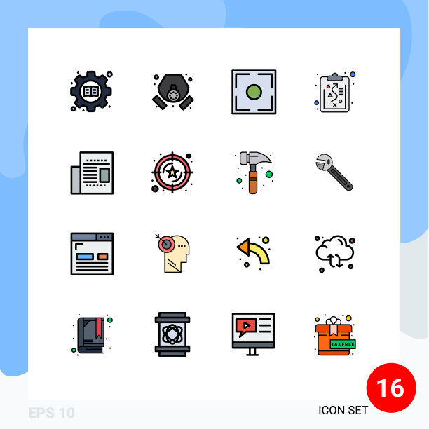 组16现代平面颜色填充线条集图片下载