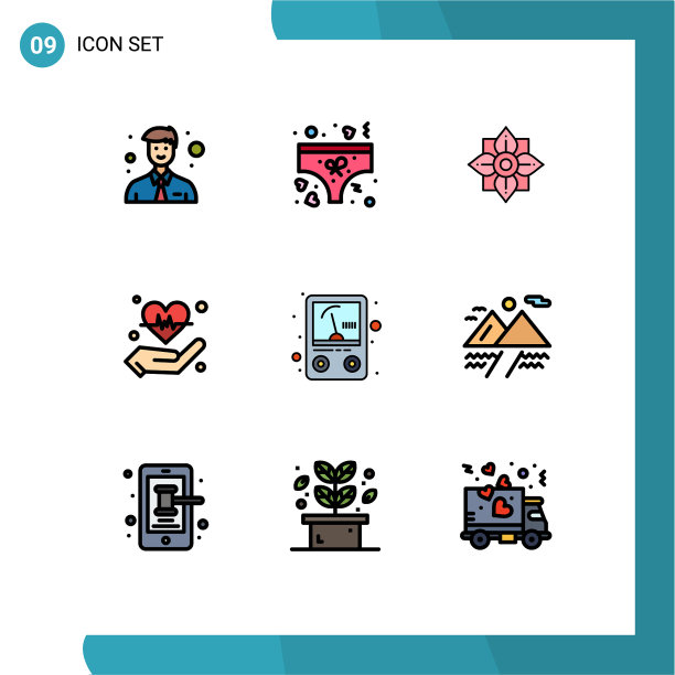 9主题填充线平色和可编辑图片下载