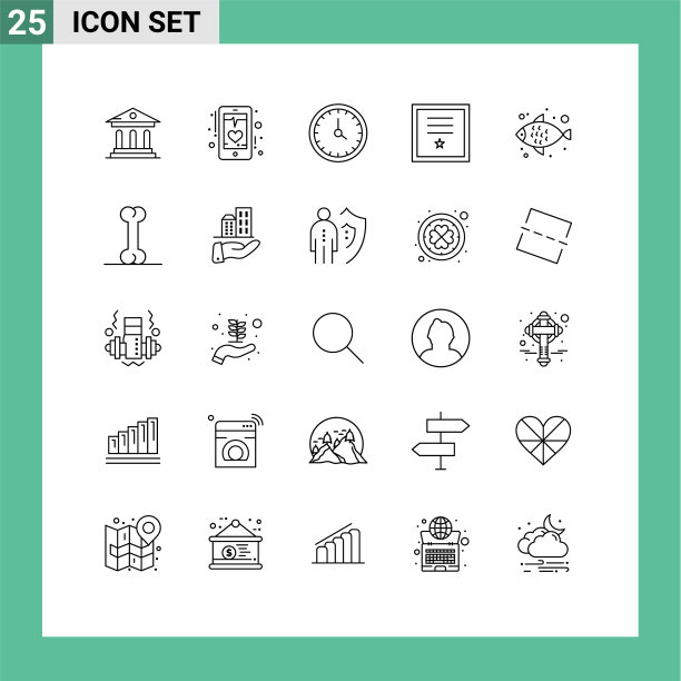 设置25个现代UI图标符号标志图片下载