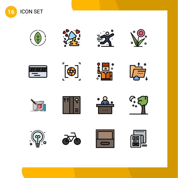 16个创意图标的现代标志和符号图片下载