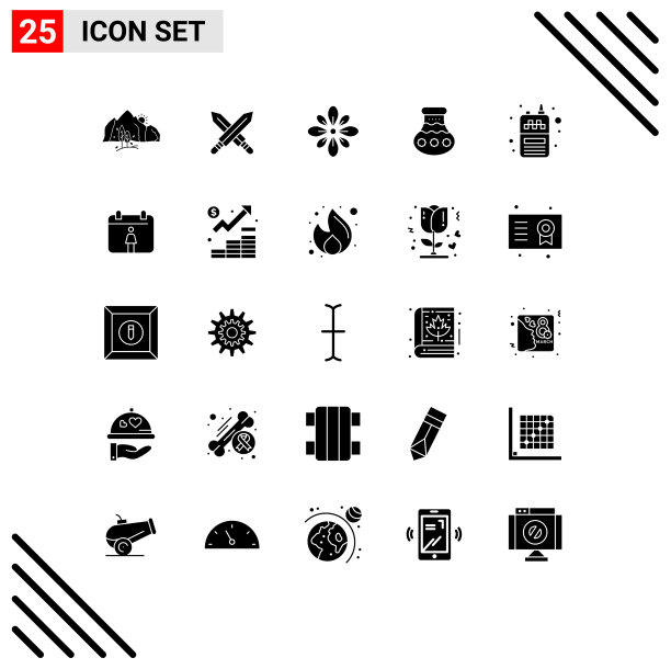 25个创意图标的现代符号和符号图片下载