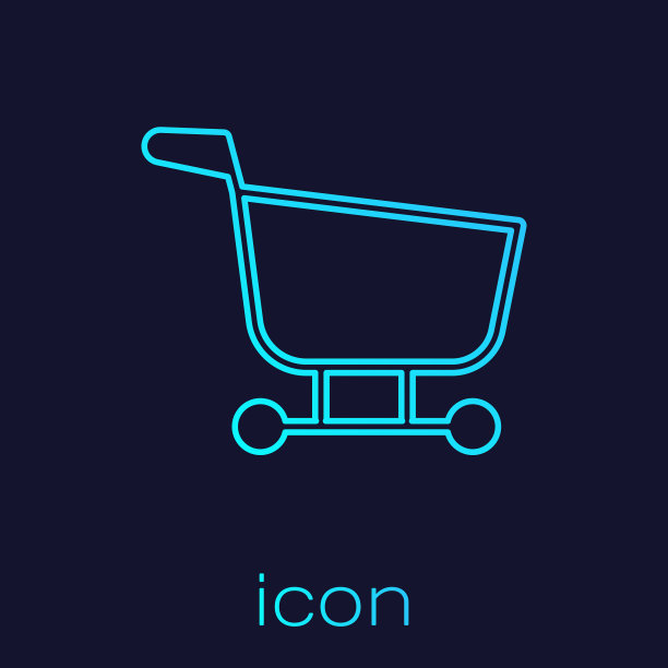 绿松石线购物车图标孤立在蓝色图片下载