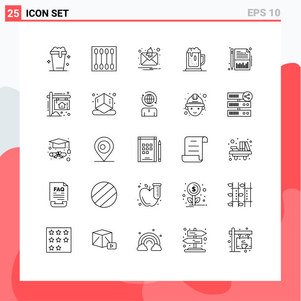 25个通用线标志符号平衡饮料图片下载