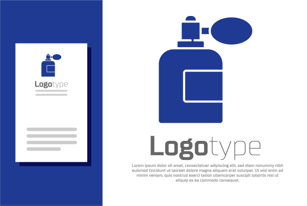 蓝色须后水瓶，带有隔离喷雾器图标图片下载