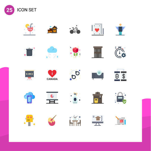 可编辑线包25个简单的平面颜色图片下载