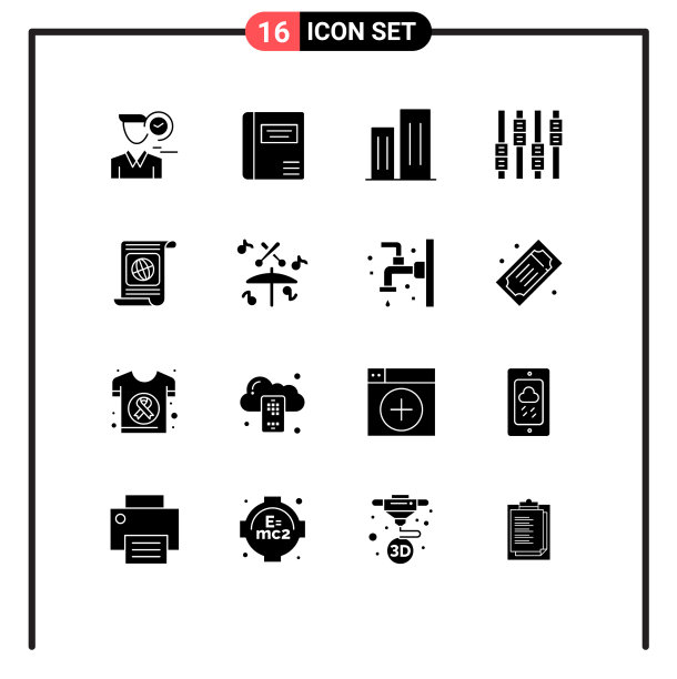 通用图标符号组16个现代立体图片下载