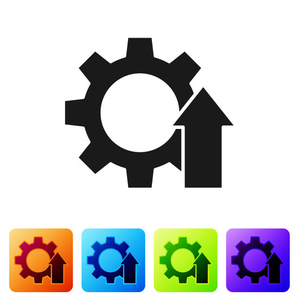 黑箭成长齿轮业务图标孤立上图片下载