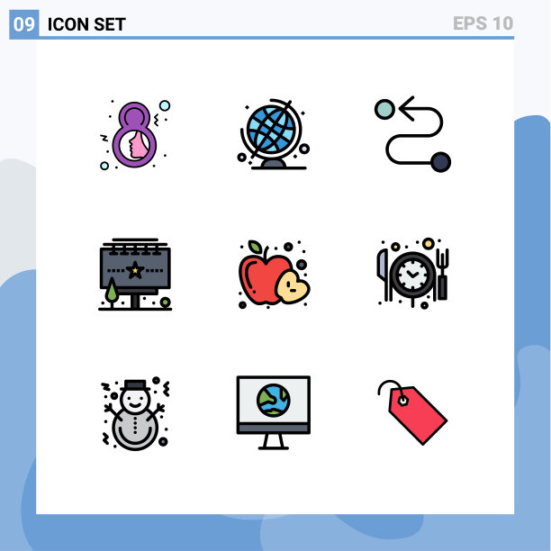 包装9个现代填充线和平色标志图片下载