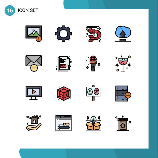 包16条创意平色填充线条图片下载