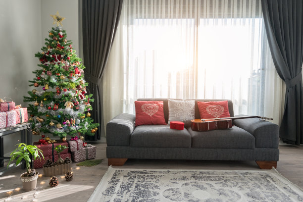 客厅和圣诞树图片下载
