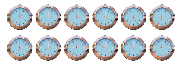 1-12典型风格的街道时钟孤立在白色背景上。收集1至12号的经典街钟。图片下载