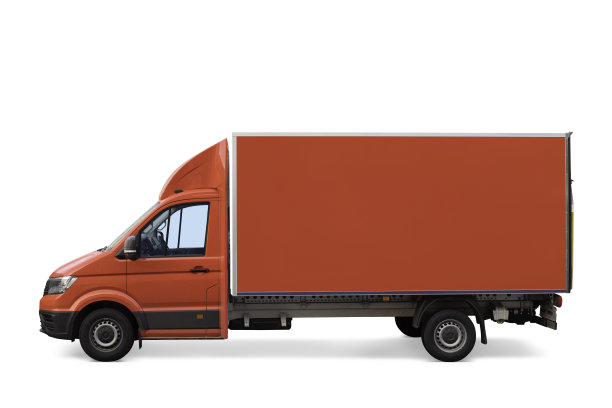 红色货车被白色隔离开来图片下载