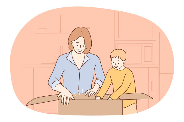 母亲与儿子、母亲、母亲节的概念素材图片