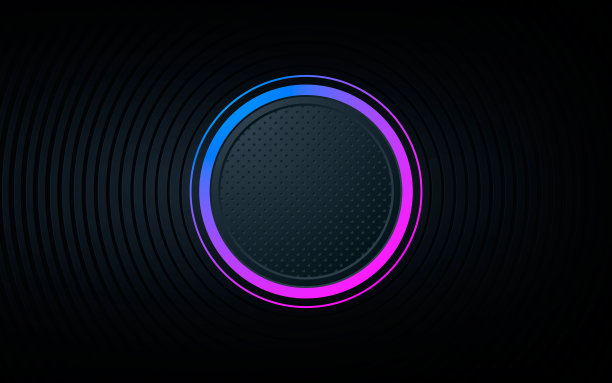 黑色圆圈抽象背景。圈蓝色和粉红色渐变光效果。图片下载