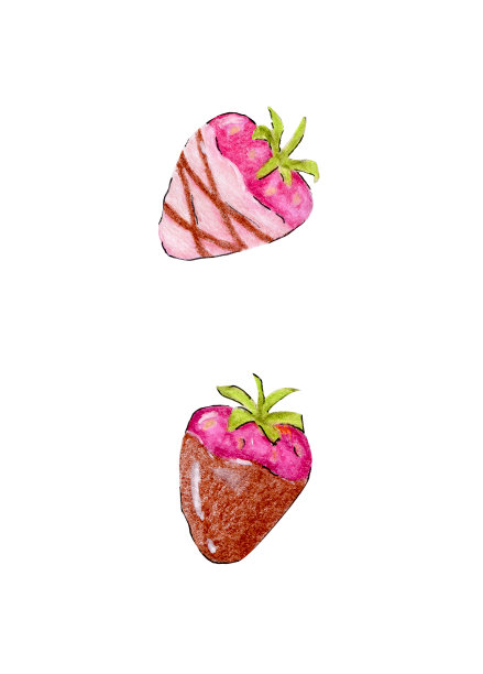 搭配黑巧克力和白巧克力的草莓。草莓浆果，成熟的草莓孤立在白色背景。贴纸，图标，日记。图片下载