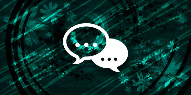 说话泡泡图标，花翠绿的旗帜背景自然设计插图图片下载