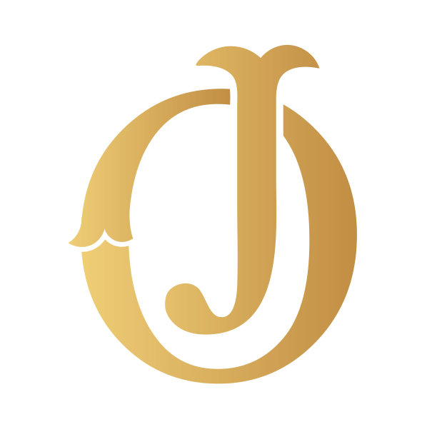 金色OJ字母孤立在白色。优雅的字母组合设计。图片下载