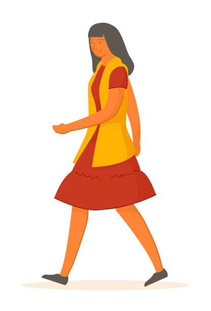 年轻随意的女人走在白色的背景上图片下载