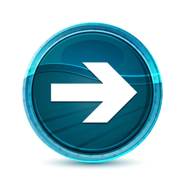 下一个箭头图标优雅的玻璃蓝色圆形按钮矢量设计插图图片下载