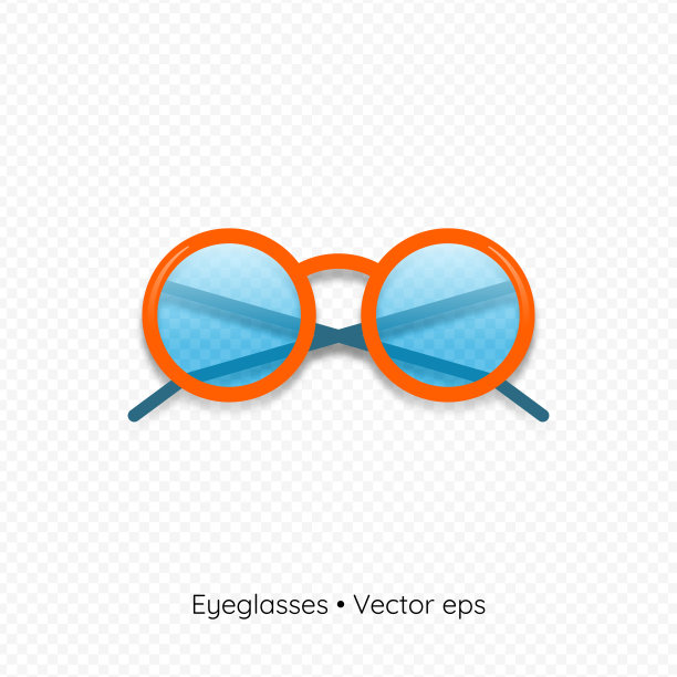 圆形眼镜上透明的背景素材图片
