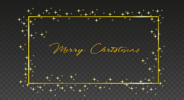 圣诞快乐魔法金色框架平面风格矢量插图图片下载