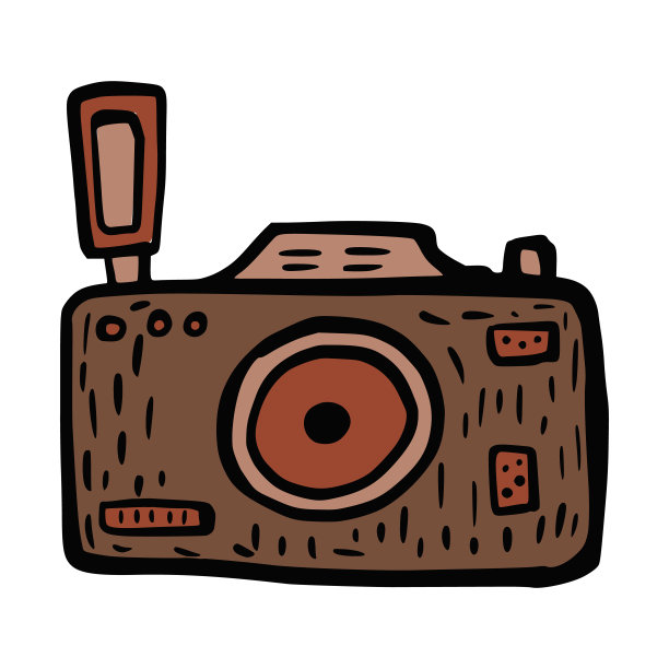 复古相机孤立的白色背景。手绘复古图标照片相机。图片下载