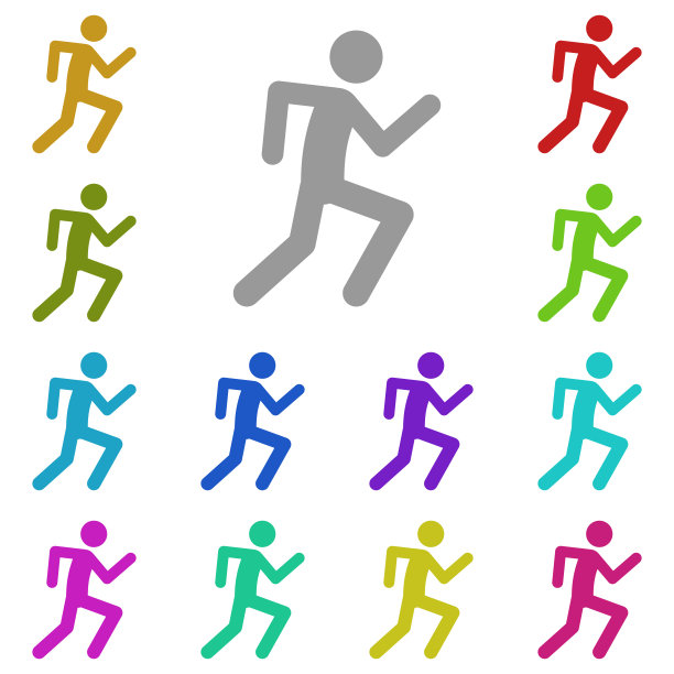 跑步男子图标在多色。简单的图形矢量UI和UX，网站或移动应用程序图片下载