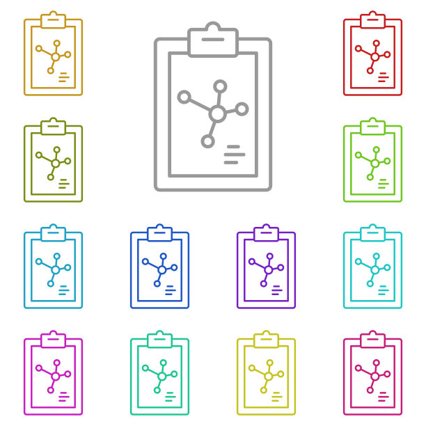 彩色剪贴板图标。用于UI和UX、网站或移动应用程序的生物图标的简单细线轮廓矢量图片下载