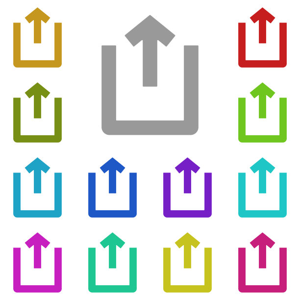 上箭头，卸载多色图标。简单的字形，平面矢量箭头图标的用户界面和用户体验，网站或移动应用程序图片下载