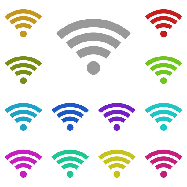 IEEE 802.11无线局域网Wi-Fi彩色图标（UI/UX网站或移动应用矢量图）图片下载