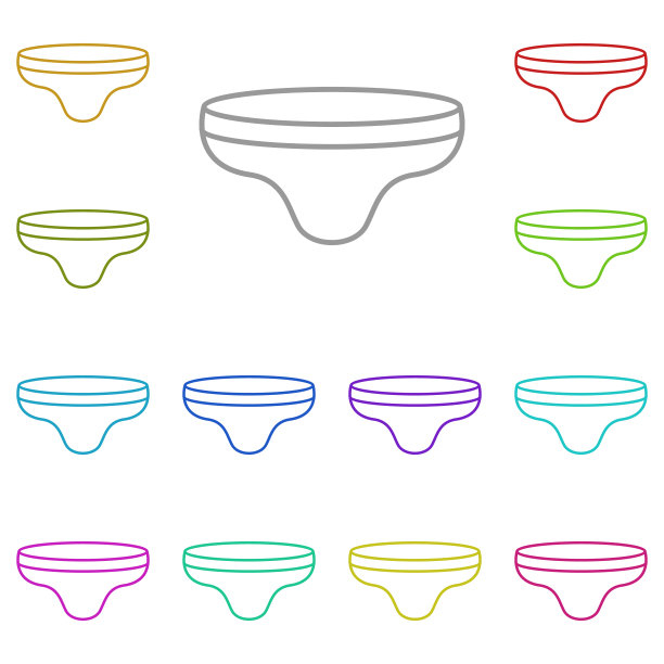 内裤多色图标。简单的细线，为ui和ux，网站或移动应用程序的美丽图标的轮廓矢量图片下载