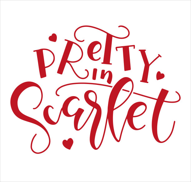 猩红的漂亮，红色的字母孤立在白色的背景。书法用于海报，照片叠加，贺卡，t恤打印和社交媒体。图片下载