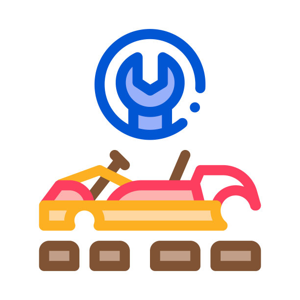 修理卡丁车颜色图标矢量插图图片下载