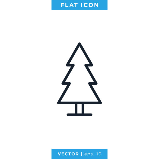 松树图标矢量股票插图设计模板。可编辑的中风图片下载