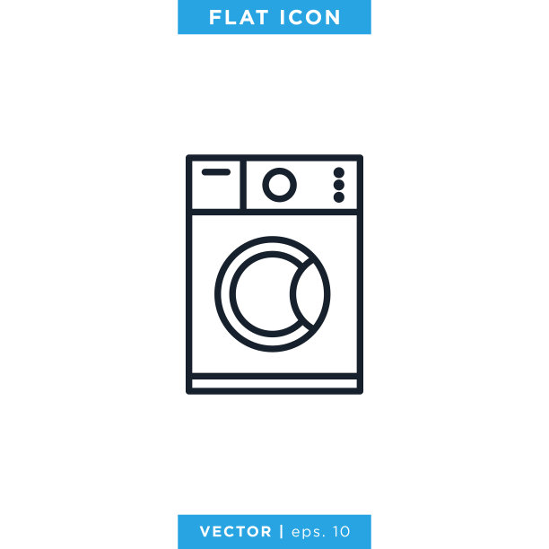 洗衣机图标矢量股票插图设计模板。图片下载