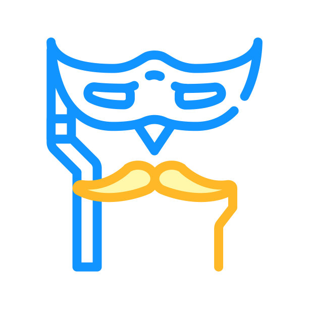 面部面膜为生日假面舞会颜色图标矢量插图图片下载