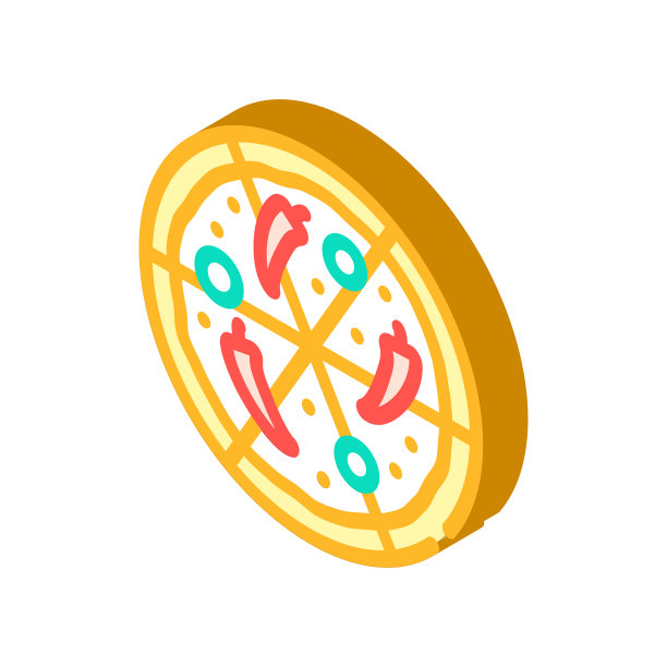 披萨与辣椒字形图标矢量插图图片下载