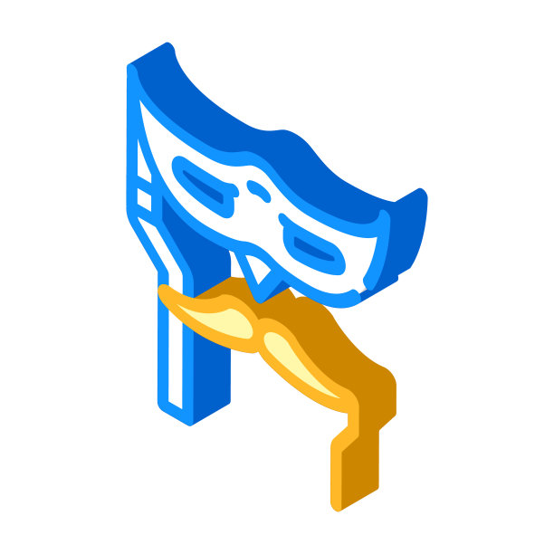 面部面具为生日假面舞会字形图标矢量插图图片下载