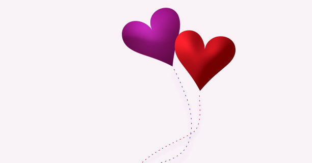 两个彩色的心。图片下载