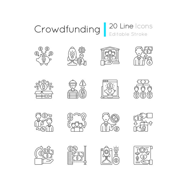 众筹线性图标集图片下载