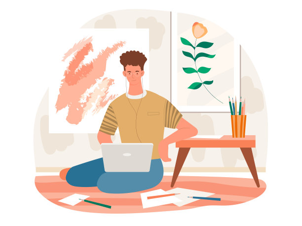自由职业者在家工作的概念图片下载