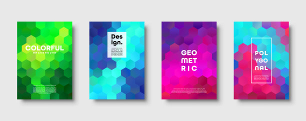 六角形多边形抽象背景。彩色三角形渐变设计。低聚六边形横幅。矢量图图片下载