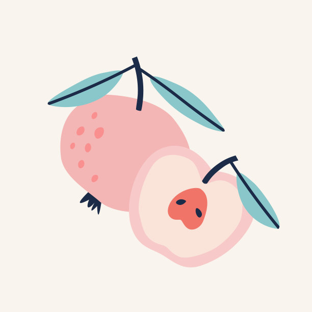 矢量插图的苹果和一半的苹果在米色的背景。图片下载