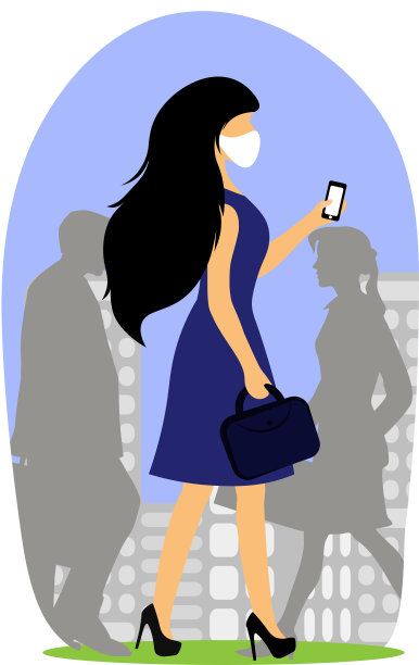 城里的女孩戴着医用口罩图片下载