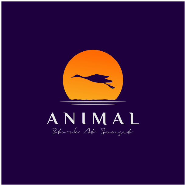 飞鹤苍鹭鸟在河湖小溪日落标志设计图片下载