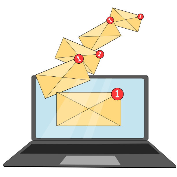 电子邮件说明。电子邮件说明。发送或接收电子邮件的概念插图。平面设计。电子邮件营销。图片下载